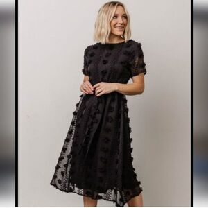 Black Lace Pom Pom Dress